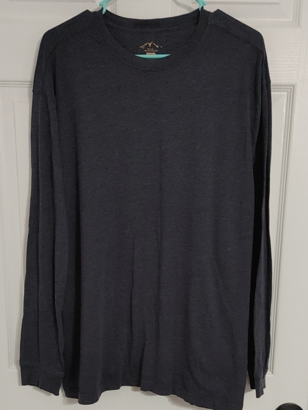 Men's Casual Long Sleeve Crew Neck Shirt Dark Blue Size XL